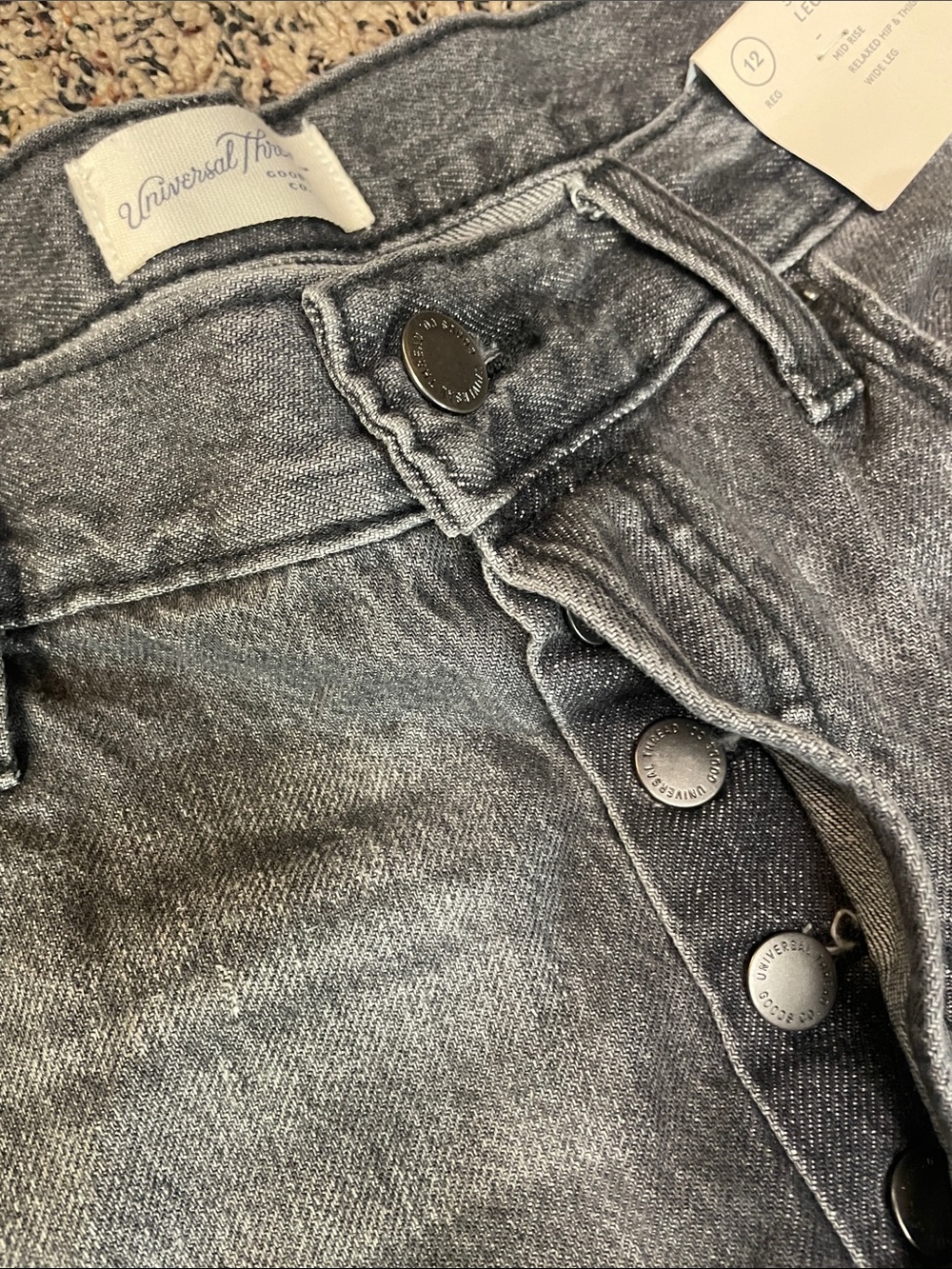 Universal Thread Baggy Wide-Leg Mid Rise Jeans in Washed Black Size 12 | NWT - Picture 5 of 12